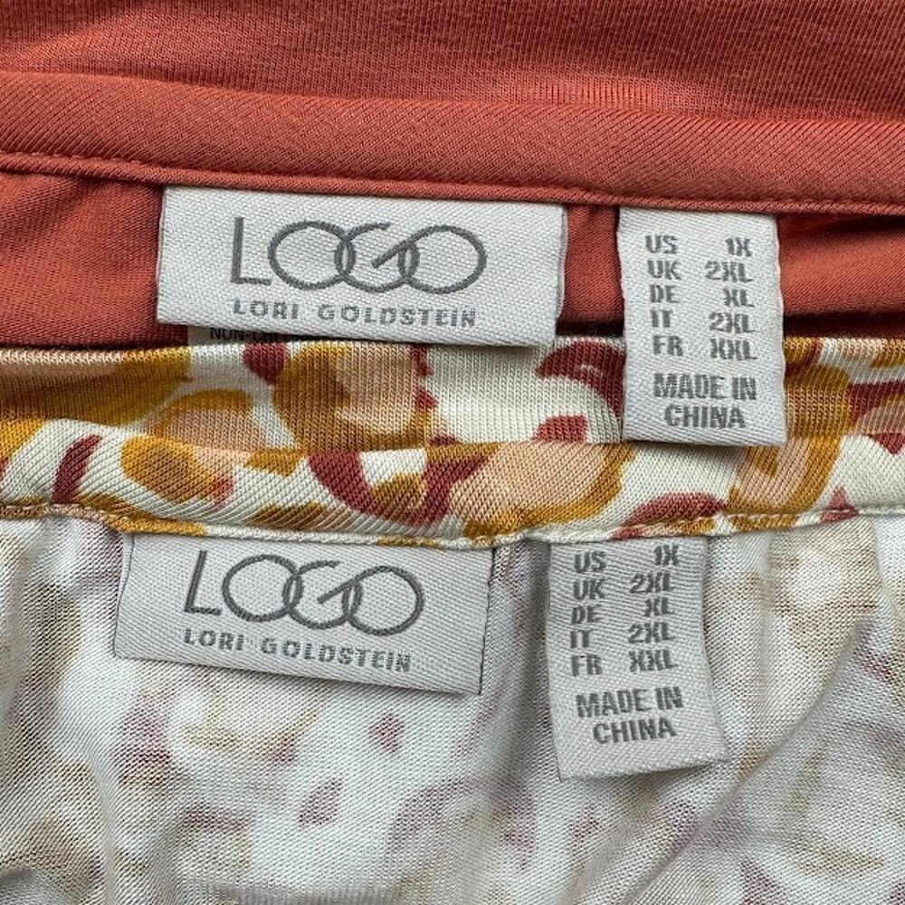 LOGO Lori Goldstein Top Womens 1X Rust 2 Piece Layered Tunic Stretch Lagenlook - Picture 8 of 13